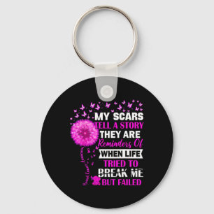 Breast Cancer Survivor My Scar Tell Story Awarenes Keychain