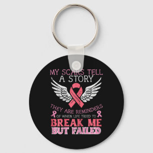 Breast Cancer Survivor My Scar Tell Story Awarenes Keychain