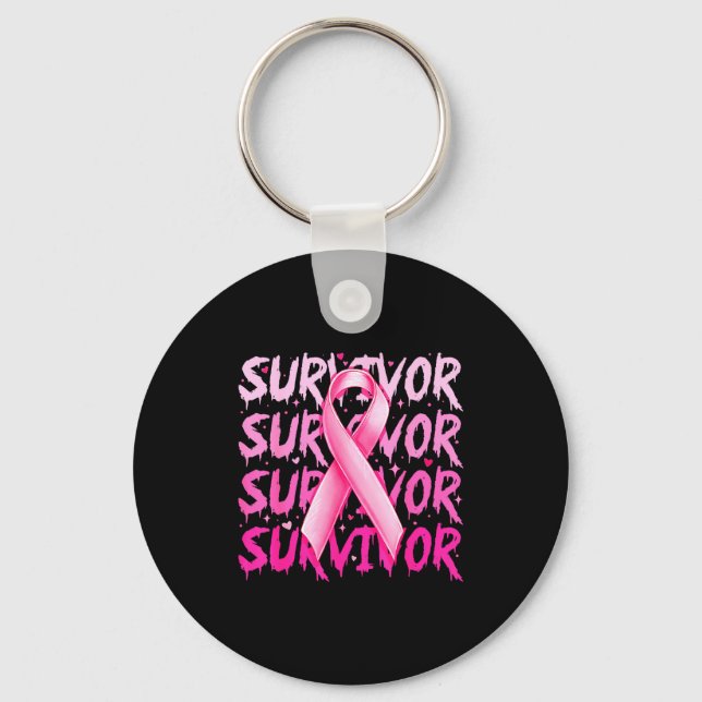 Breast Cancer Survivor Nk Ribbon Breast Cancer Awa Keychain (Front)