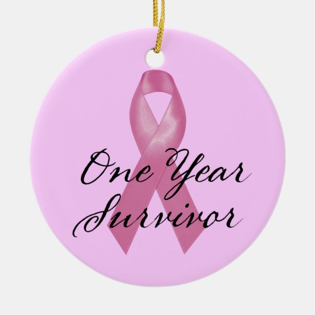 Breast Cancer Survivor Ornament One Year (Front)