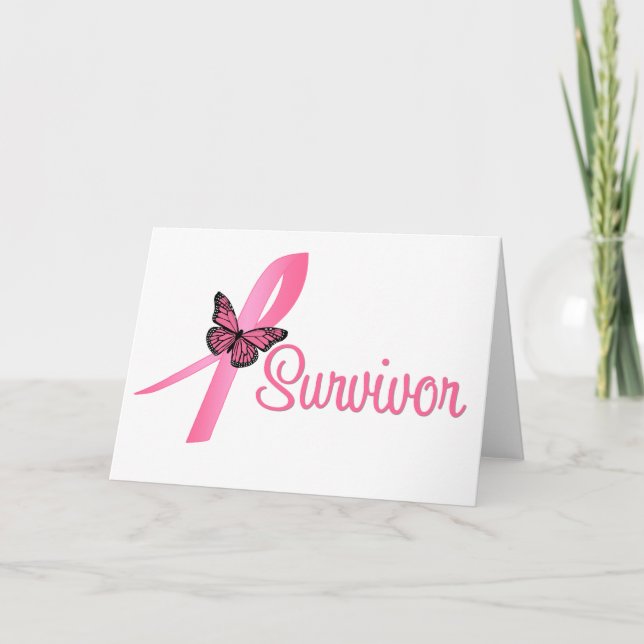 Breast Cancer Survivor Ribbon Card (Front)