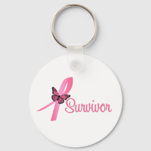 Breast Cancer Survivor Ribbon Keychain