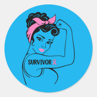 Breast Cancer Survivor Rosie Riveter nk Awareness Classic Round Sticker