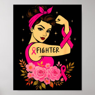 Breast Cancer Survivor Rosie Riveter Pink Awarenes Poster