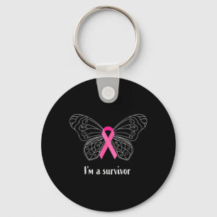 Breast Cancer Survivor Shirts for Women Butterfly Keychain