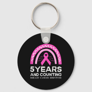 Breast Cancer Survivor Tee 5 Years Cancer Free Pin Keychain
