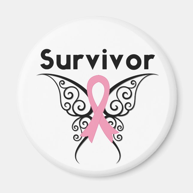 Breast Cancer Survivor Tribal Butterfly Magnet (Front)