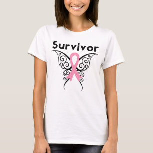 Breast Cancer Survivor Tribal Butterfly T-Shirt