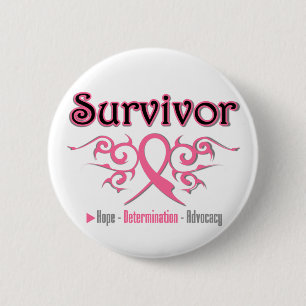 Breast Cancer Survivor Tribal Ribbon 2 Inch Round Button
