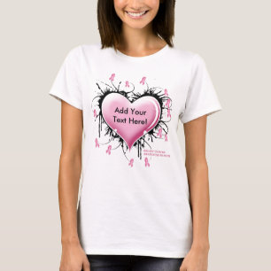 Breast Cancer Tattoo Heart - Customized Text T-Shirt
