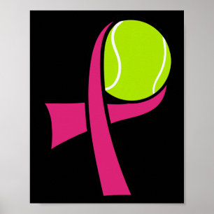 Breast Cancer Tennis Ll Pink Ribbon Mammogram Spor Poster