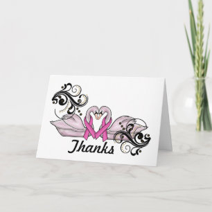 Breast Cancer Thank You Card  With Pink Swans