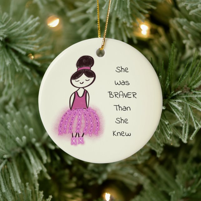 Breast Cancer Uplifting Customizable Christmas Ceramic Ornament (Tree)