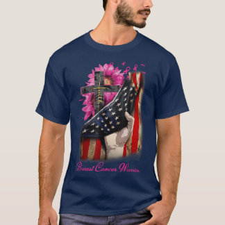 Breast Cancer Warrior Awareness Sunflower American T-Shirt