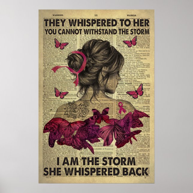 Breast Cancer Warrior Butterfly I Am The Storm Poster (Front)