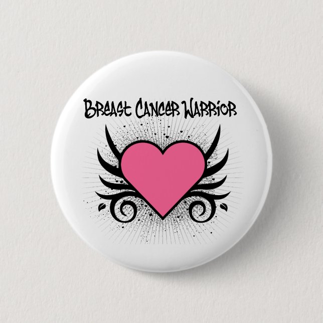 Breast Cancer Warrior Heart 2 Inch Round Button (Front)