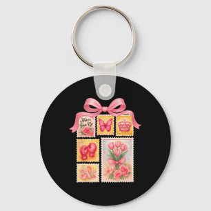 Breast Cancer Warrior Pink Ribbon Coquette Never G Keychain