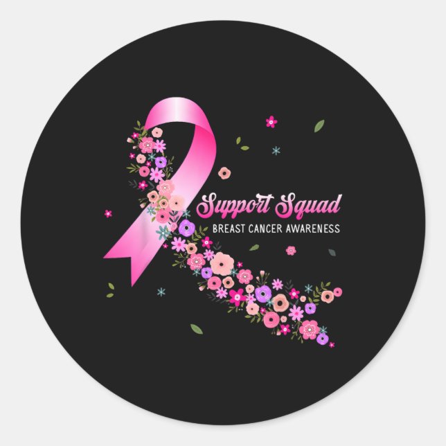 Breast Cancer Warrior Support Squad Breast Cancer  Classic Round Sticker (Front)