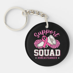 Breast Cancer Warrior Support Squad Pink Ribbon Keychain