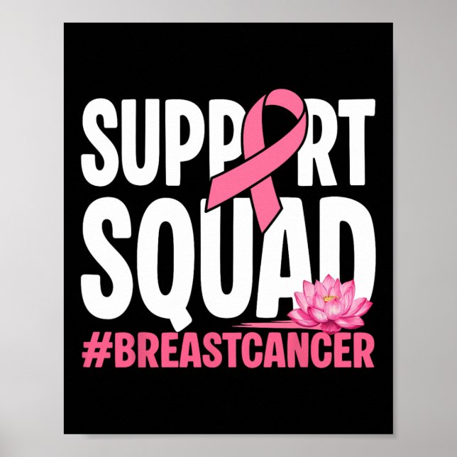 Breast Cancer Warrior Support Squad Pink Ribbon Wo Poster (Front)