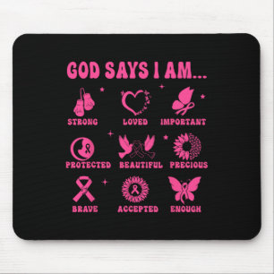 Breast Cancer Warrior Survivor Christian Faith God Mouse Pad