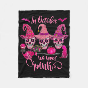 Breast Cancer Wear Pink Halloween Pumpkin Fleece Blanket