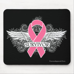 Breast Cancer Winged SURVIVOR Ribbon Mouse Pad