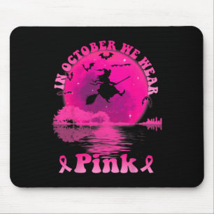 Breast Cancer Witch Guitar Moon In October We Wear Mouse Pad