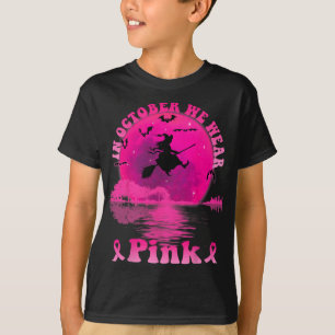 Breast Cancer Witch Guitar Moon In October We Wear T-Shirt