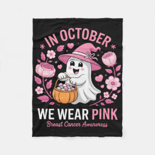 Breast Cancer Women Halloween In October We Wear P Fleece Blanket