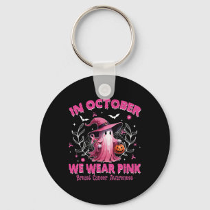 Breast Cancer Women Halloween In October We Wear P Keychain