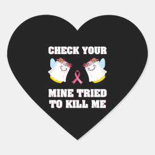 Breast Cancer Women Mom Funny Check Your Boo Bees Heart Sticker