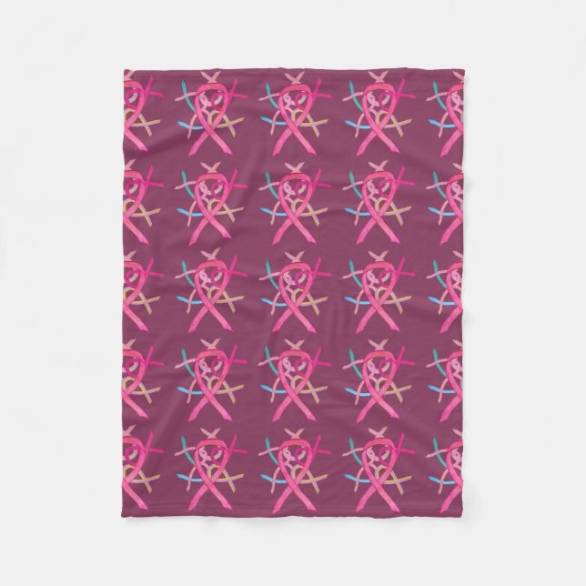 Breast Cancers Awareness Ribbons Fleece Blankets (Front)