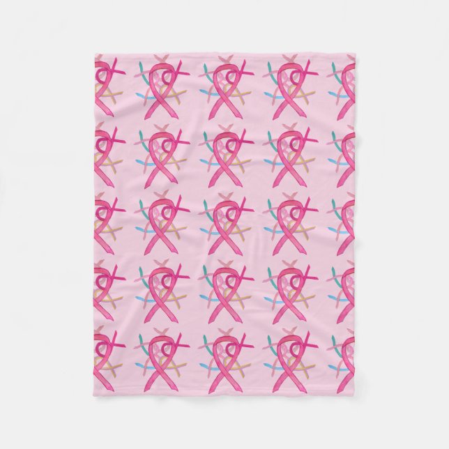Breast Cancers Awareness Ribbons Fleece Blankets (Front)