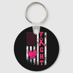 Breast Survivor American Flag Breast Cancer Awaren Keychain