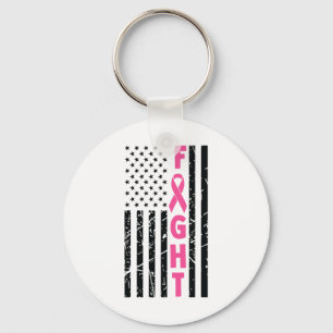 Breast Survivor American Flag Breast Cancer Awaren Keychain