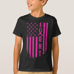 Breast Survivor American Flag Breast Cancer Awaren T-Shirt