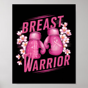 Breast Warrior Boxing Glove Breast Cancer Awarenes Poster