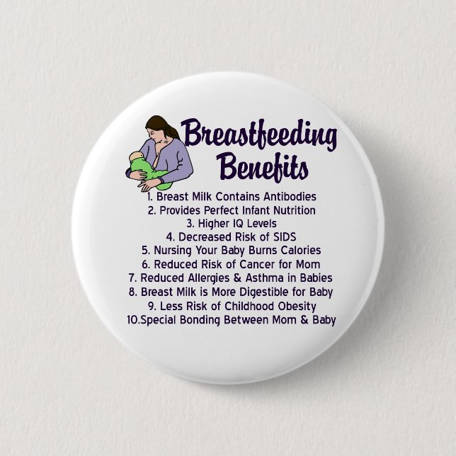 Breastfeeding Benefits 2 Inch Round Button (Front)