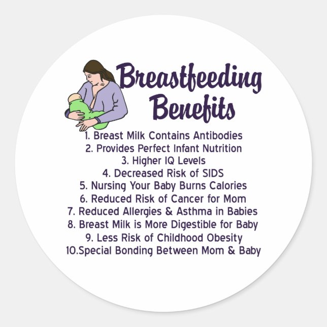 Breastfeeding Benefits Classic Round Sticker (Front)