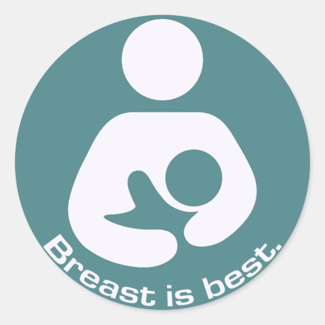 Breastfeeding Icon Breast Is Best Teal Classic Round Sticker (Front)