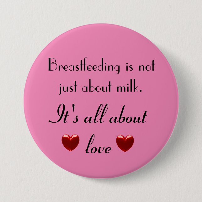 Breastfeeding is about love 3 inch round button (Front)
