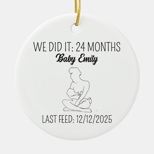 Breastfeeding milestone gift for breastfeeding mom ceramic ornament (Front)