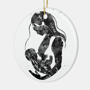 Breastfeeding mother ceramic ornament