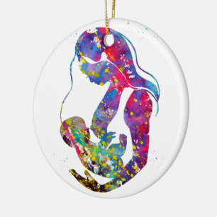 Breastfeeding mother ceramic ornament