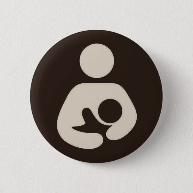 Breastfeeding Symbol Pinback Brown 2 Inch Round Button (Front)
