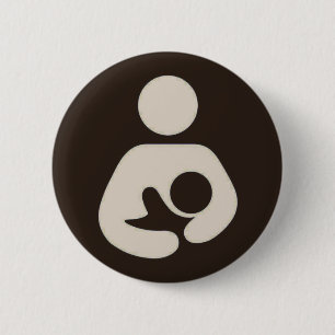 Breastfeeding Symbol Pinback Brown 2 Inch Round Button