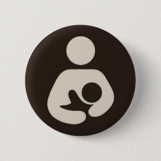 Breastfeeding Symbol Pinback Brown 2 Inch Round Button