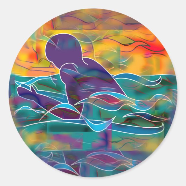 Breaststroke Classic Round Sticker (Front)