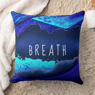 Breath Modern Navy Royal Blue Turquoise Abstract Throw Pillow